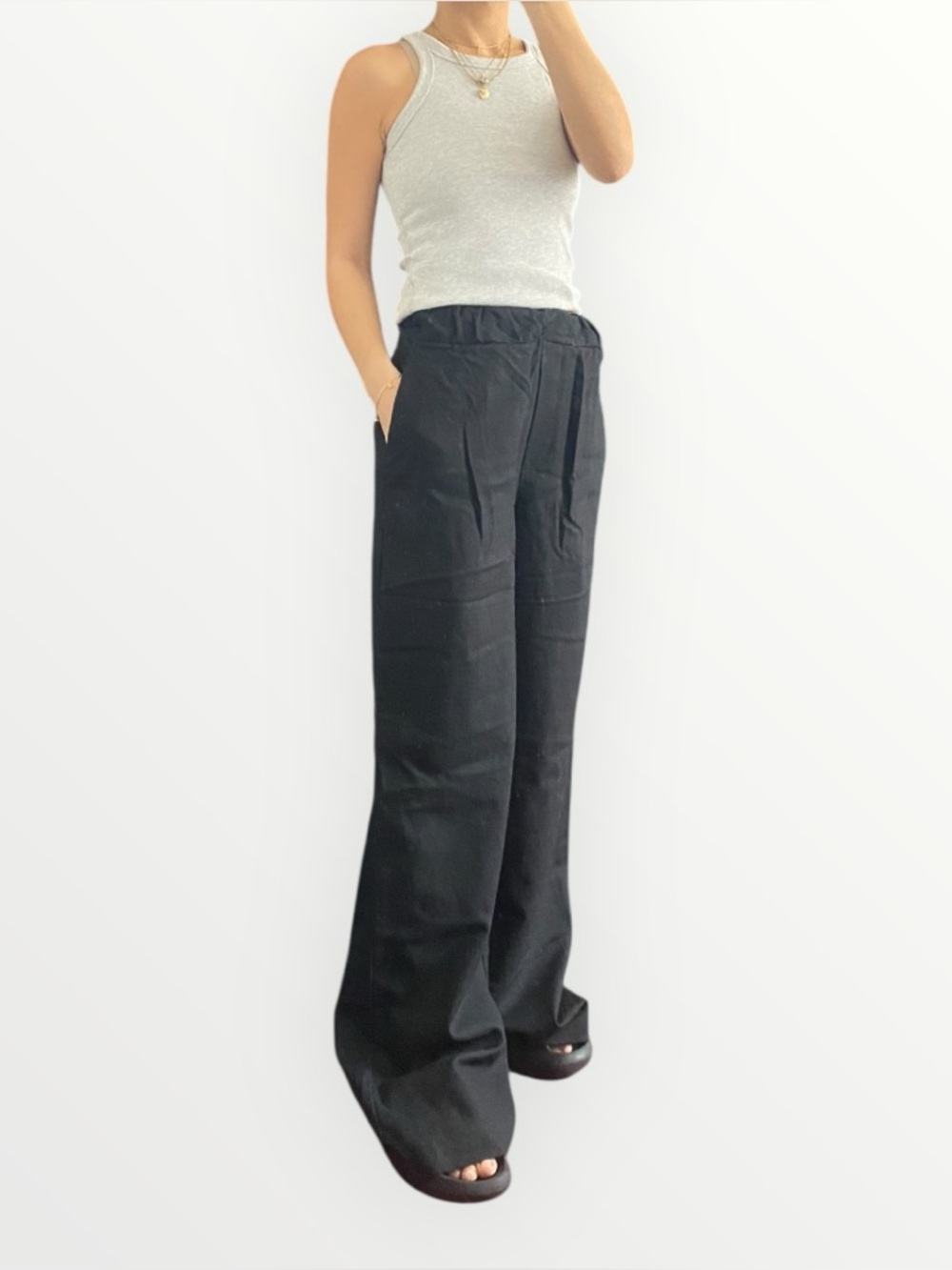 H&M Trend Wool High Waist Wide Leg Minimalist Pants Size 6